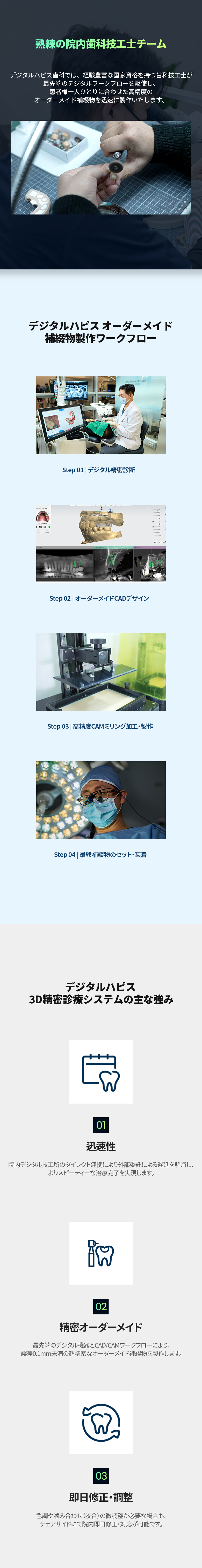 デジタル歯科診療 オーダーメイド補綴物の製作工程 モバイル用画像